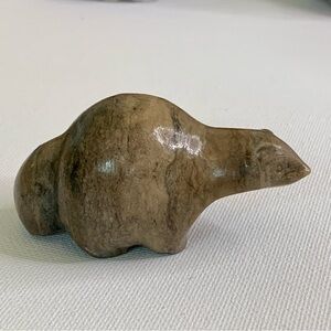 Vintage Raccoon Fetish Canadian Inuit Hand Carved Native Animal Sculpture 2.75"